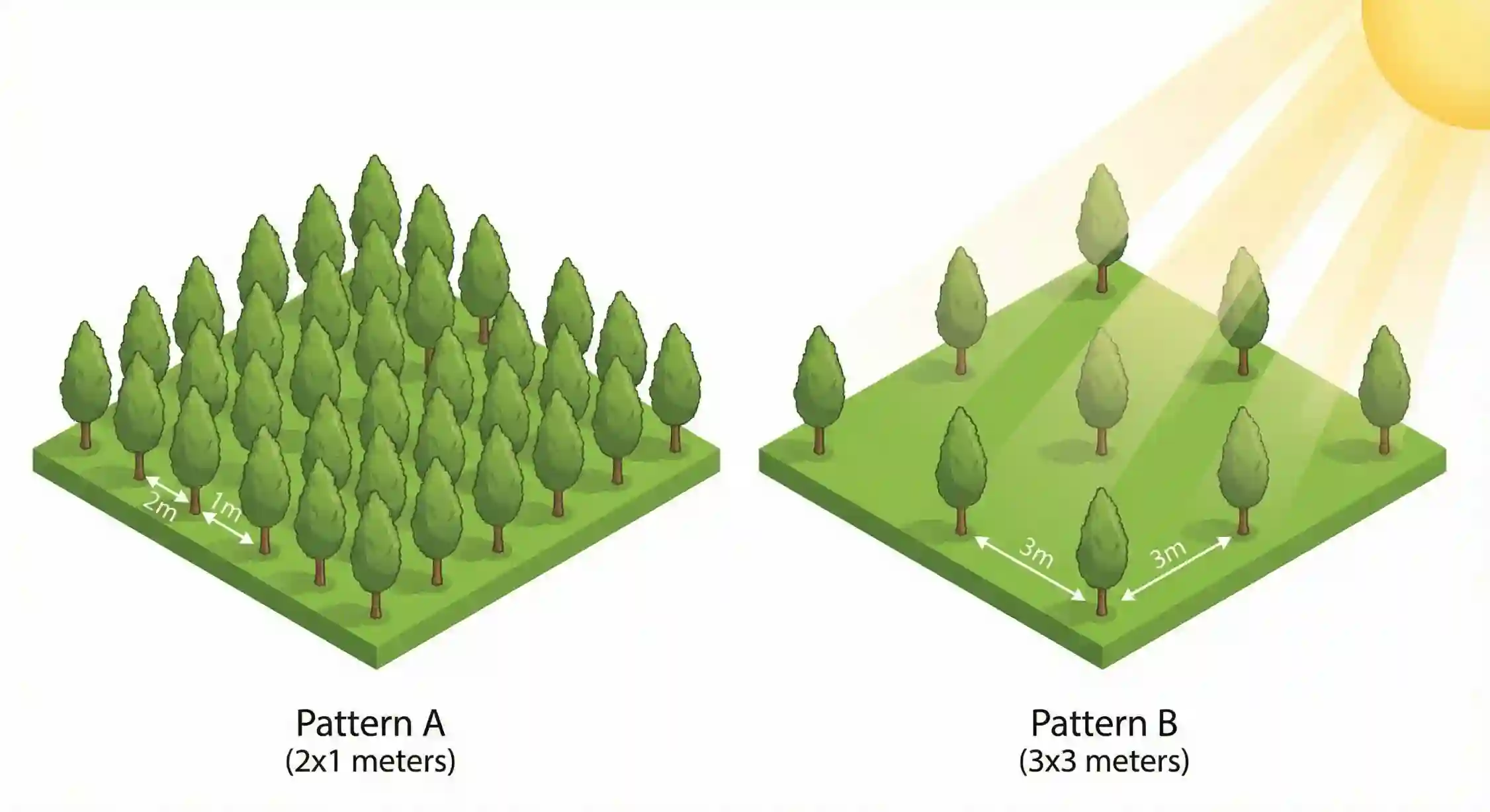 بهترین فاصله کاشت نهال صنوبر برای تولید چوب صنعتی.